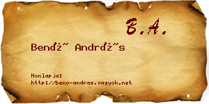Benő András névjegykártya