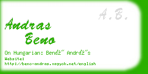 andras beno business card
